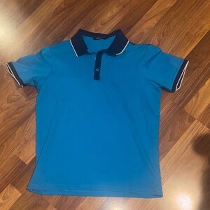 Bugatchi Blue Polo Shirt with Navy Trim